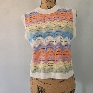 MakeMeChic Women's Colorful Crew Neck Sweater Vest Sleeveless Lightweight